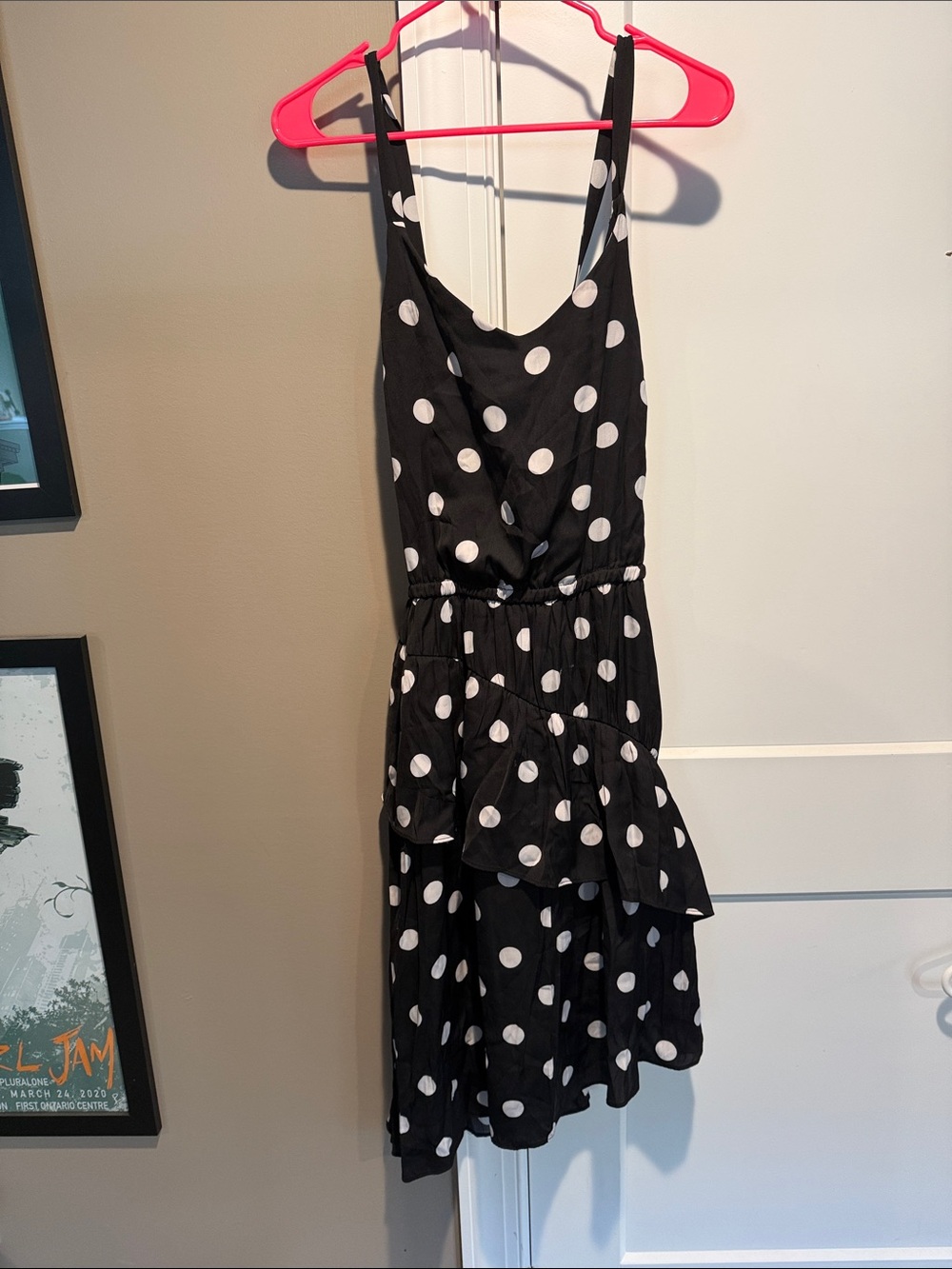a new day Black and White Polka Dot Tiered Midi Dress